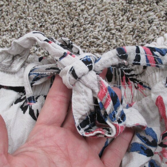 Cali 1850 Los Angeles Belted Chino Shorts Womens XS Cream Floral Elastic Pull On - Picture 2 of 5